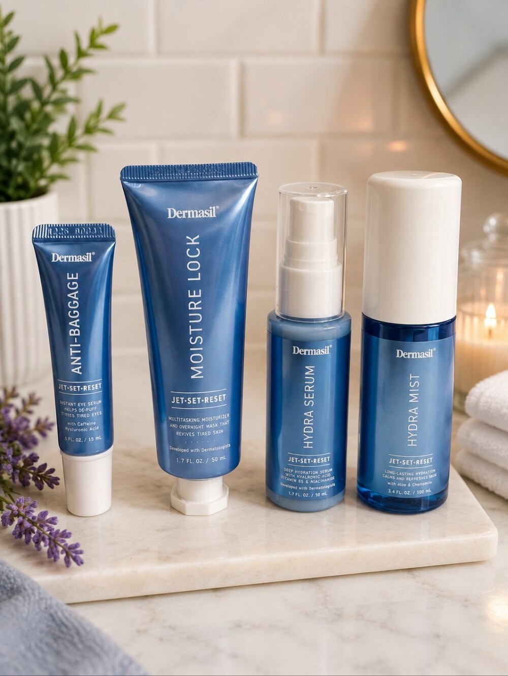 🌱DERMASIL JET SET RESET ANTI-AGING SKINCARE LINE 4- PIECES